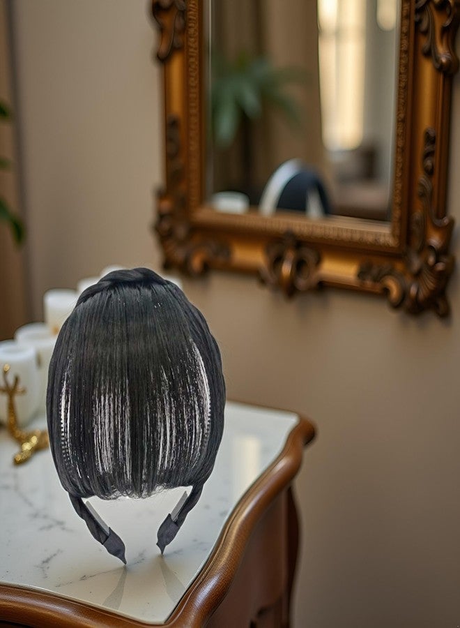 جيزلان، قطعة شعر مستعارة سوداء طبيعية مع غرة، مشبك شعر، شعر مستعار طويل، ربطة شعر صناعية، ربطات شعر للنساء، إكسسوارات شعر - Image 4